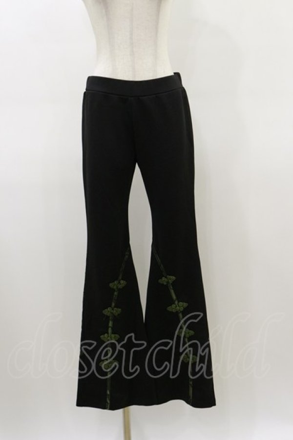 画像1: Qutie Frash / チャイナパンツ  黒×緑 H-26-02-25-1029-QU-PA-KB-ZH (1)