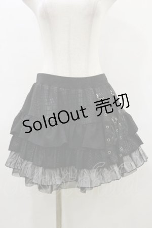画像: Qutie Frash / 異素材フリルスカート  黒 H-26-02-25-1031-QU-SK-KB-ZH