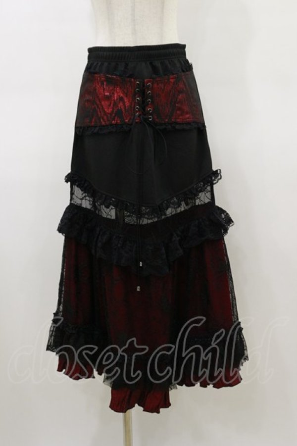 画像1: Qutie Frash / マーメイドスカート  黒×赤 H-26-02-25-1032-QU-SK-KB-ZH (1)