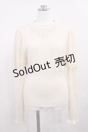 画像: Kurumi Collaboration / 袖フェザーニットプルオーバー L オフ H-26-02-25-018-EL-TO-NS-ZH