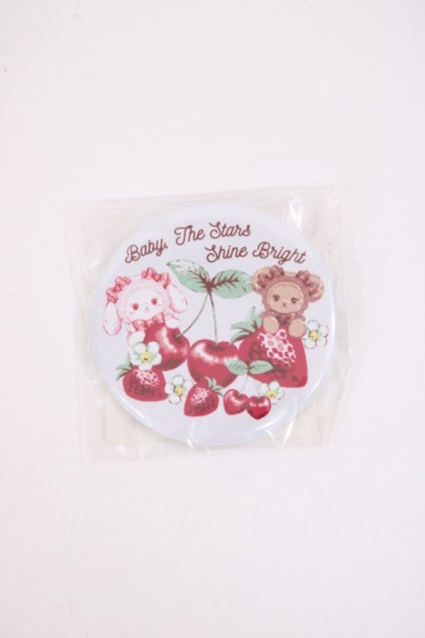 画像1: BABY,THE STARS SHINE BRIGHT / くみゃちゃんのいちごとさくらんぼ缶バッジ  サックス H-26-02-25-027-BA-AC-NS-ZH (1)