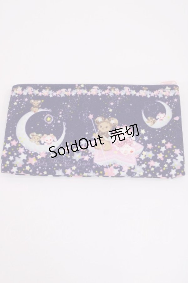 画像1: BABY,THE STARS SHINE BRIGHT / くみゃちゃんのキラキラMilky Way柄ミニポーチ  ネイビー H-26-02-25-034-BA-ZA-NS-ZH (1)