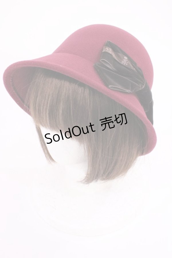 画像1: m petit by misako / AM*NIリボンメトロハット  ボルドー H-26-02-25-041-LO-AC-NS-ZH (1)