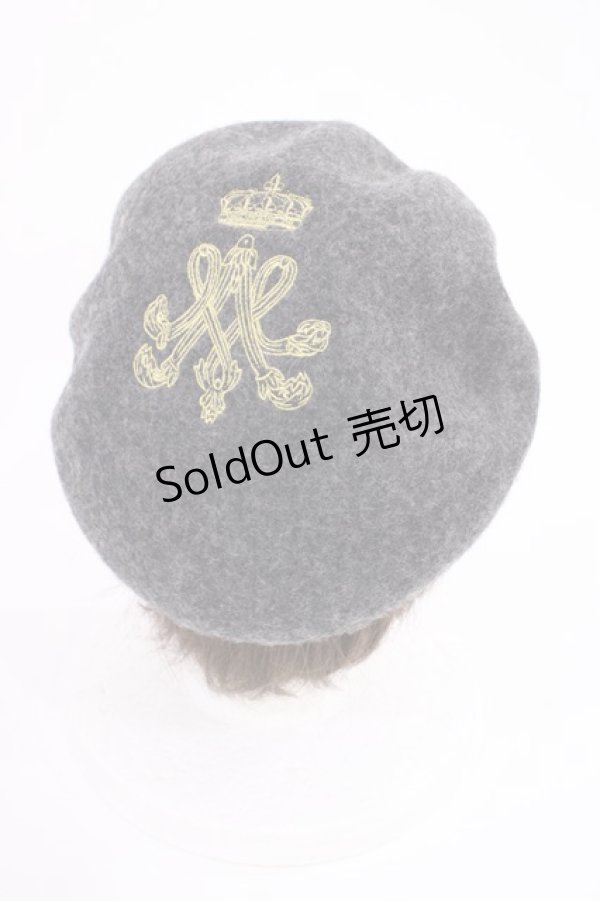 画像1: m petit by misako / ロゴ刺繍入りバスクベレー  グレー H-26-02-25-042-LO-AC-NS-ZH (1)