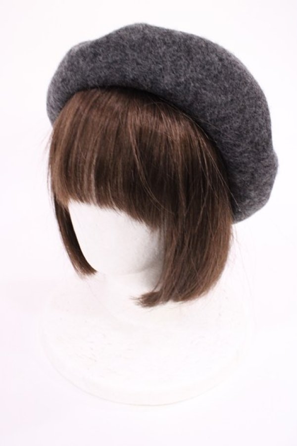 画像2: m petit by misako / ロゴ刺繍入りバスクベレー  グレー H-26-02-25-042-LO-AC-NS-ZH (2)