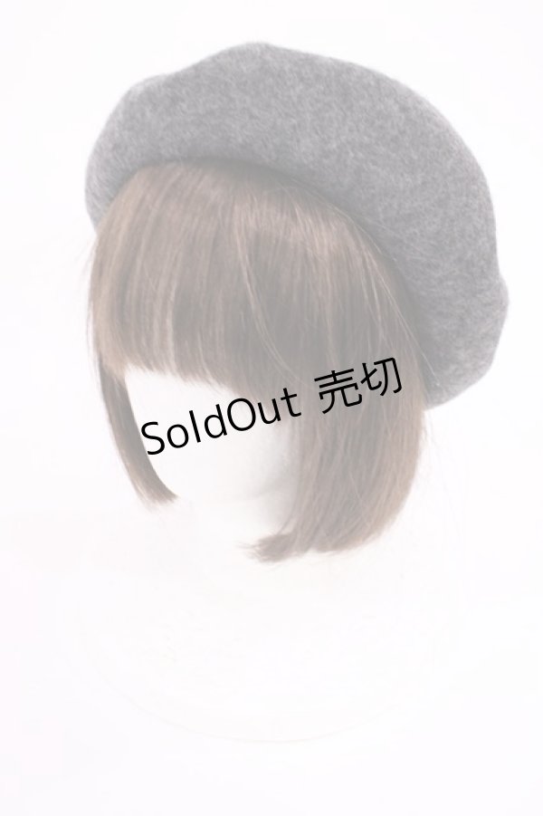 画像2: m petit by misako / ロゴ刺繍入りバスクベレー  グレー H-26-02-25-042-LO-AC-NS-ZH (2)