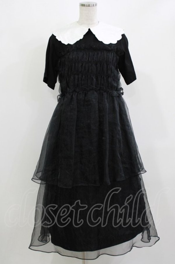 画像1: Candy Stripper / SHEER SHIRRING DRESS  ブラック H-26-02-27-001-PU-OP-KB-ZH (1)