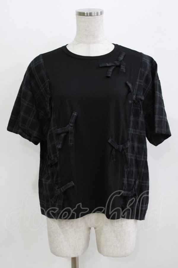 画像1: Candy Stripper / CHECK RIBBON TRIMMED   ブラック×ブラックチェック H-26-02-27-025-PU-TO-KB-ZH (1)