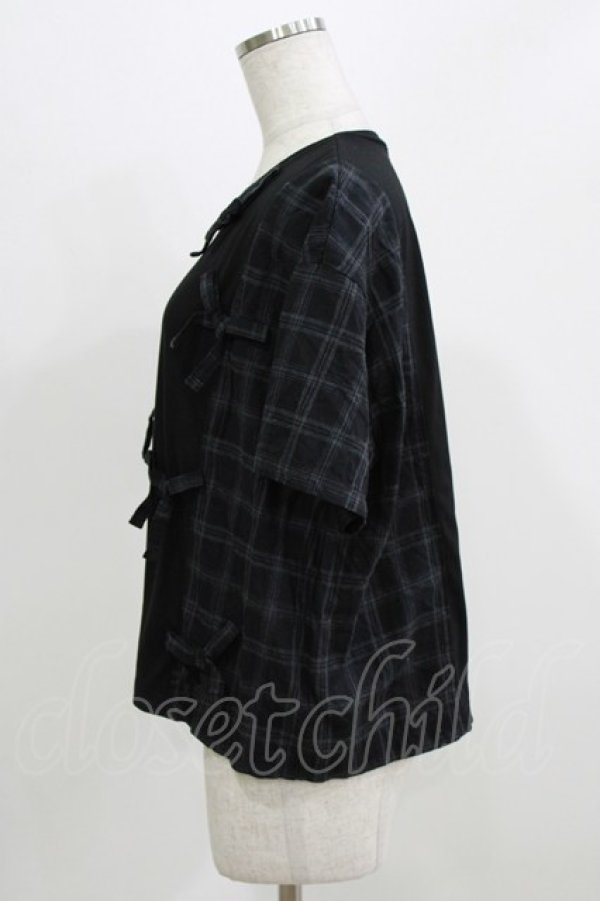 画像2: Candy Stripper / CHECK RIBBON TRIMMED   ブラック×ブラックチェック H-26-02-27-025-PU-TO-KB-ZH (2)