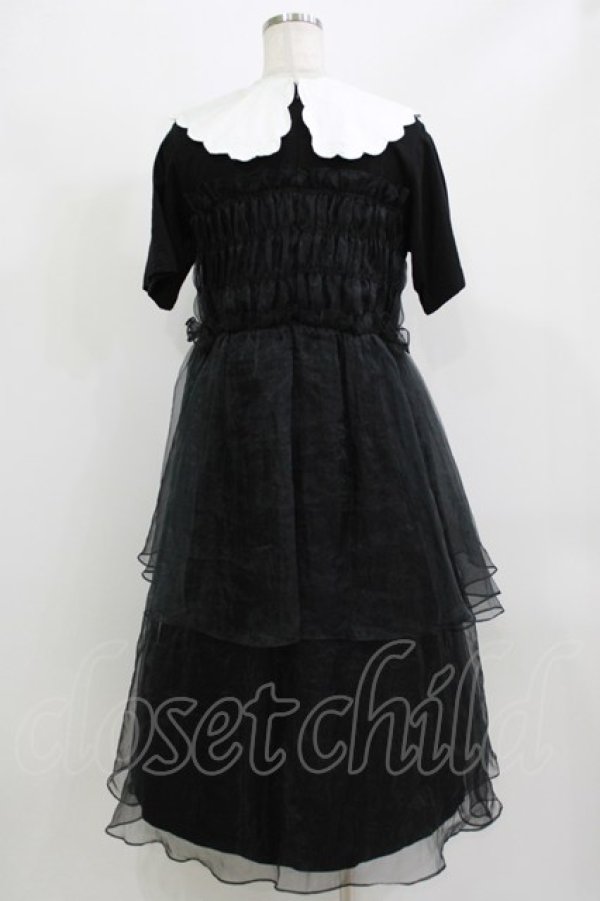 画像3: Candy Stripper / SHEER SHIRRING DRESS  ブラック H-26-02-27-001-PU-OP-KB-ZH (3)