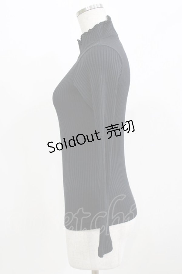 画像2: MILK / ロゴ刺繍リブタートル  ブラック H-26-02-27-019-ML-TO-KB-ZH (2)