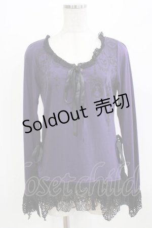 画像: GHOST of HARLEM / レースアッププリントカットソー  紫 H-26-02-27-022-GL-TO-AK-ZH