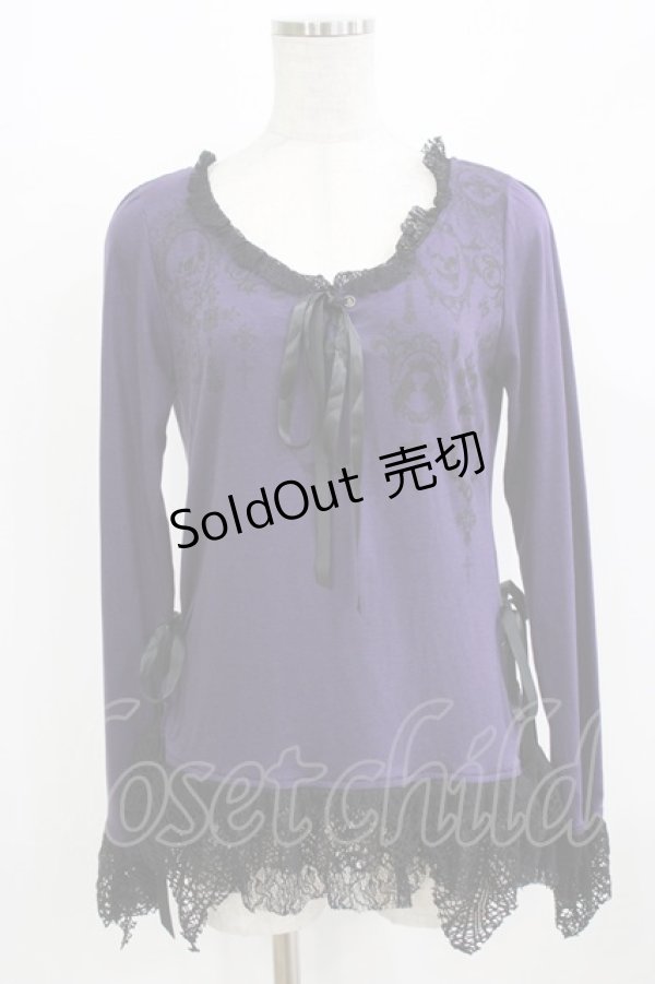 画像1: GHOST of HARLEM / レースアッププリントカットソー  紫 H-26-02-27-022-GL-TO-AK-ZH (1)