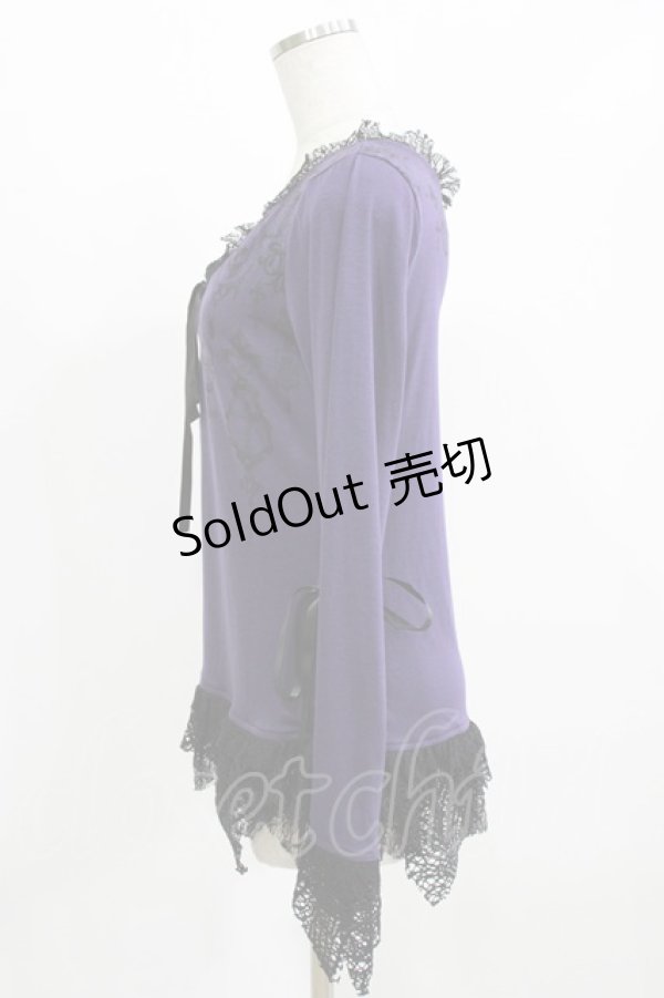 画像2: GHOST of HARLEM / レースアッププリントカットソー  紫 H-26-02-27-022-GL-TO-AK-ZH (2)