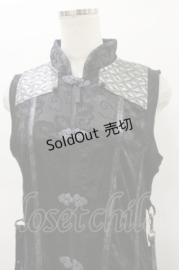 画像4: Qutie Frash / チャイナロングベスト  黒 H-26-03-01-003-QU-TO-KB-ZH (4)