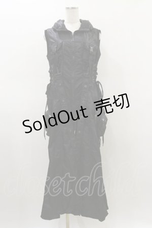 画像: Qutie Frash / ミリタリーロングベスト  黒 H-26-03-01-004-QU-TO-KB-ZH