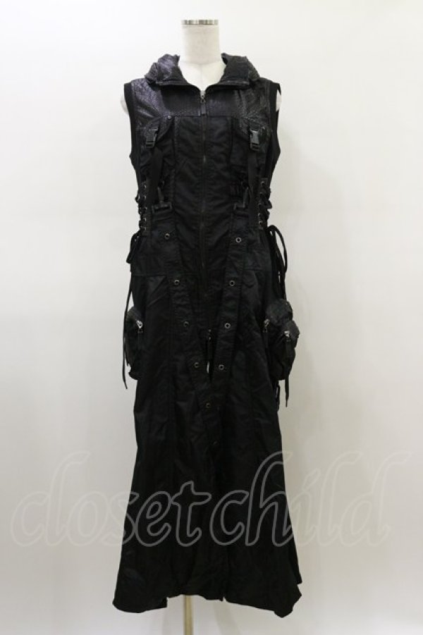 画像1: Qutie Frash / ミリタリーロングベスト  黒 H-26-03-01-004-QU-TO-KB-ZH (1)