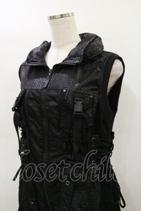 画像4: Qutie Frash / ミリタリーロングベスト  黒 H-26-03-01-004-QU-TO-KB-ZH (4)