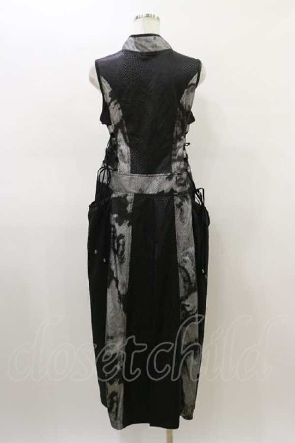 画像2: Qutie Frash / チャイナロングベスト  黒×グレー H-26-03-01-005-QU-TO-KB-ZH (2)