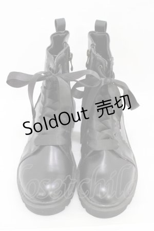 画像: m petit by misako / レースアップショートブーツ LL ブラック H-26-03-01-1001-0-SH-NS-ZH
