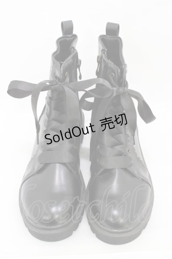 画像1: m petit by misako / レースアップショートブーツ LL ブラック H-26-03-01-1001-0-SH-NS-ZH (1)