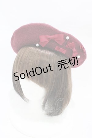 画像: m petit by misako / AMミニリボンバスクベレー  ワイン H-26-03-01-1003-LO-AC-NS-ZH