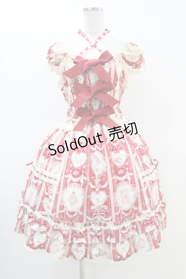 画像1: BABY,THE STARS SHINE BRIGHT / マリーアントワネット柄ジャンパースカート【難あり】 Free エンジ H-26-03-01-1025-BA-OP-NS-ZH (1)