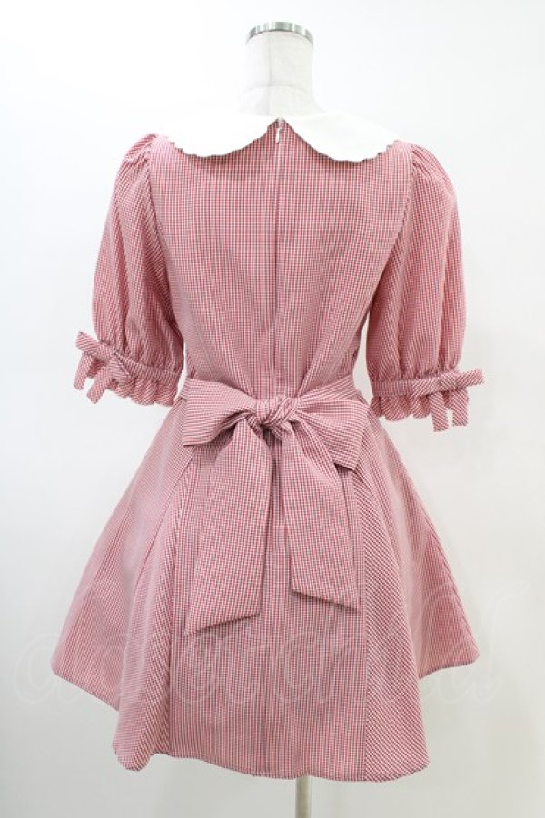 画像2: Secret Honey / トランプ刺繍ギンガムチェック半袖ワンピース Free レッド H-26-03-01-1026-CA-OP-NS-ZH (2)