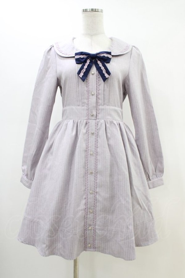 画像1: axes femme kawaii / ストライプセーラーワンピース Free ラベンダー H-26-03-01-1028-AX-OP-NS-ZH (1)