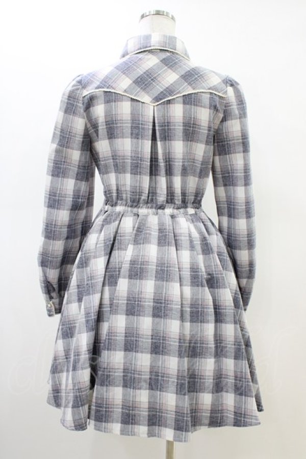 画像2: Secret Honey / チェックワンピース Free ブルー H-26-03-01-1031-CA-OP-NS-ZH (2)