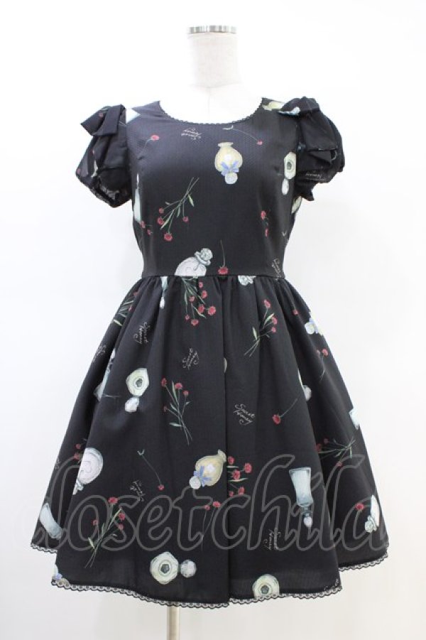 画像1: Secret Honey / 香水瓶柄ワンピース Free ブラック H-26-03-01-1033-CA-OP-NS-ZH (1)