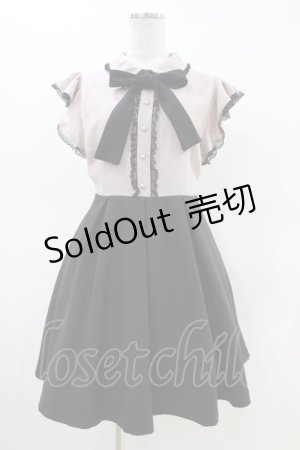 画像: Rojita / ボウタイリボンラッフルシャツワンピース Free ピンク/ブラック H-26-03-01-1036-LO-OP-NS-ZH