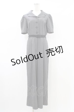 画像: an another angelus / レトロ開衿オールインワン M BLACK×WH H-26-03-01-1046-CA-OP-NS-ZH