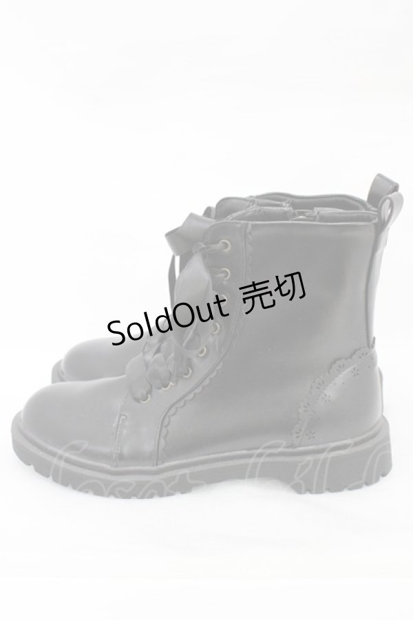 画像2: m petit by misako / レースアップショートブーツ LL ブラック H-26-03-01-1001-0-SH-NS-ZH (2)