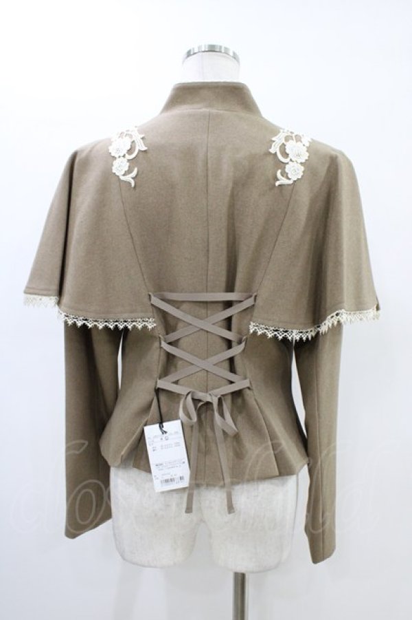 画像2: Innocent World / つる薔薇レースケープ付きショートコート L モカ×生成/Mocha×Beige/ボルドー×生成/Bordeaux×Beige H-26-03-01-1050-IW-CO-NS-ZH (2)