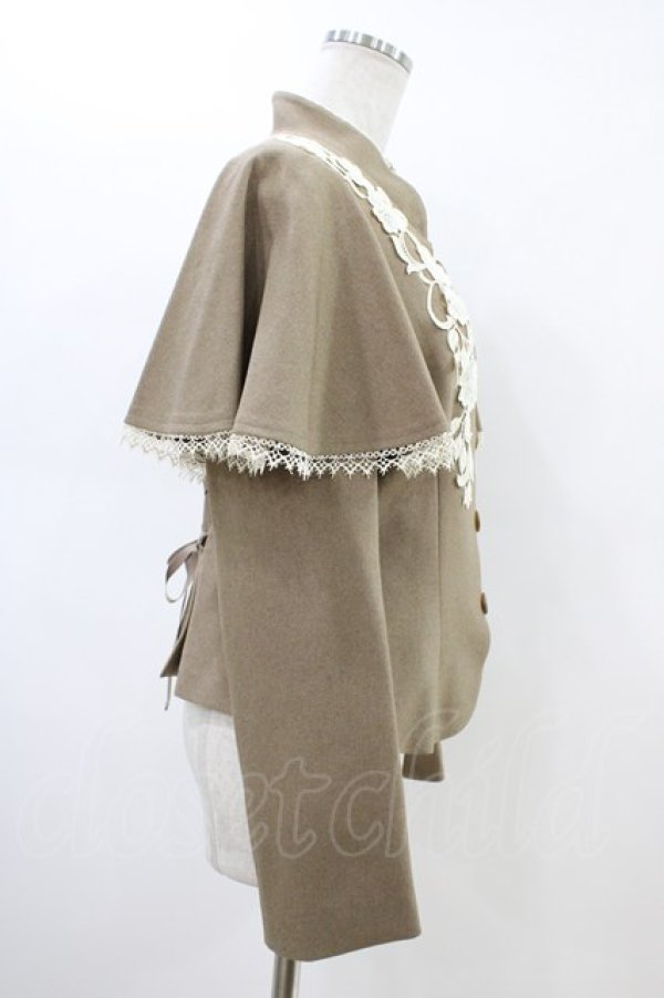 画像3: Innocent World / つる薔薇レースケープ付きショートコート L モカ×生成/Mocha×Beige/ボルドー×生成/Bordeaux×Beige H-26-03-01-1050-IW-CO-NS-ZH (3)