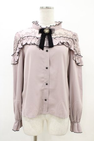 画像: Rojita / 配色レース切替ラッフルブラウス Free ピンク/ブラック H-26-03-01-1051-LO-BL-NS-ZH