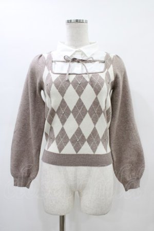 画像: evelyn / 襟ビジューニット Free ベージュ H-26-03-01-1056-LO-TO-NS-ZH