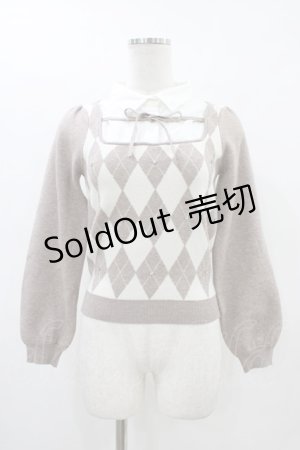 画像: evelyn / 襟ビジューニット Free ベージュ H-26-03-01-1056-LO-TO-NS-ZH