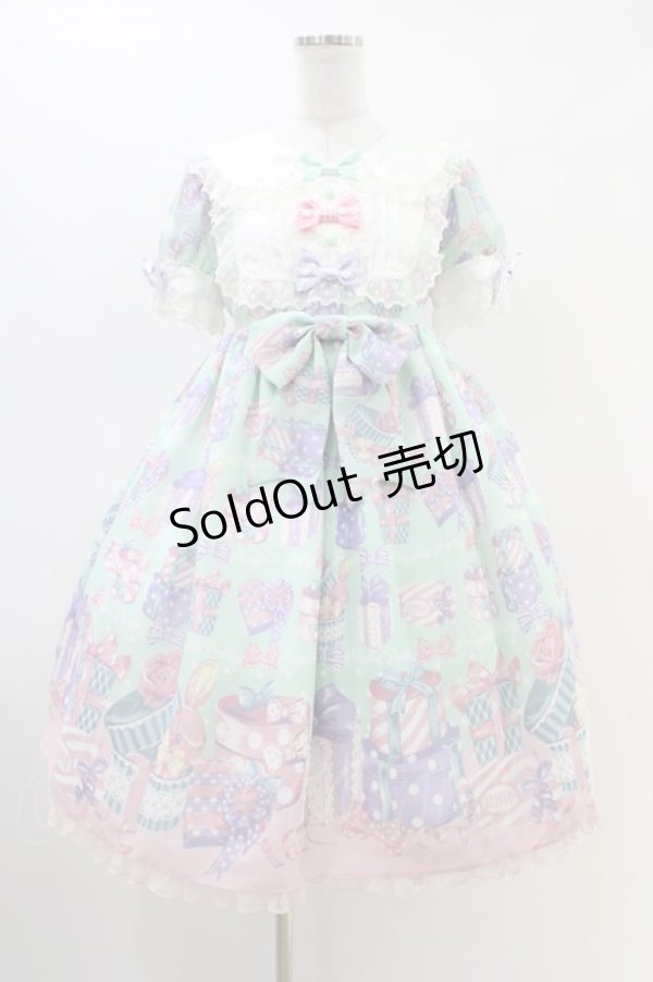 画像1: Angelic Pretty / ラッピングハートワンピース Free ミント H-26-03-01-1011-AP-OP-NS-ZH (1)
