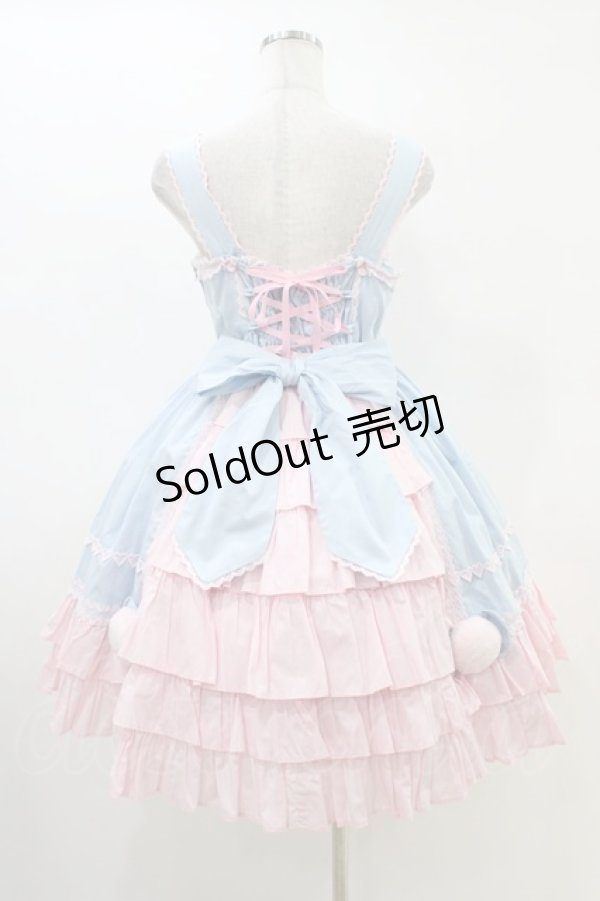 画像2: Angelic Pretty / なかよしバニージャンパースカート Free サックス/ピンク H-26-03-01-1020-AP-OP-NS-ZH (2)