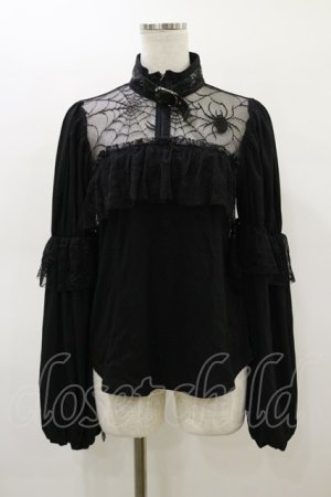 画像: Qutie Frash / クモメッシュパフブラウス  黒 H-26-03-01-008-QU-TO-KB-ZH