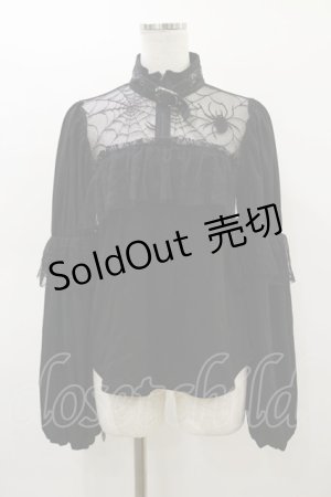 画像: Qutie Frash / クモメッシュパフブラウス  黒 H-26-03-01-008-QU-TO-KB-ZH