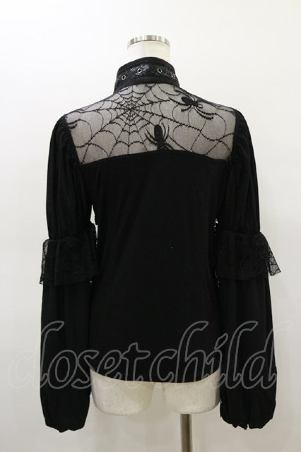 画像2: Qutie Frash / クモメッシュパフブラウス  黒 H-26-03-01-008-QU-TO-KB-ZH (2)