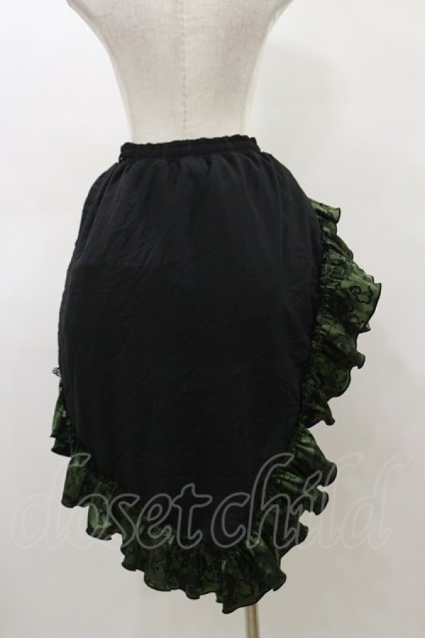 画像2: Qutie Frash / 3Wayフリルスカート  黒×カーキ H-26-03-01-020-QU-SK-KB-ZH (2)