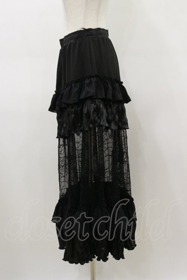画像3: Qutie Frash / クモメッシュロングスカート  黒 H-26-03-01-021-QU-SK-KB-ZH (3)