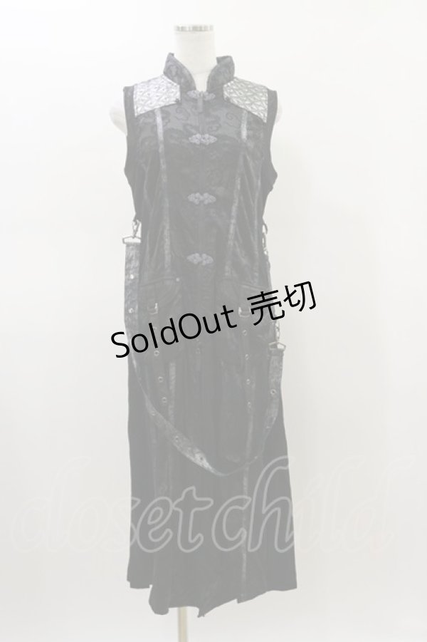 画像1: Qutie Frash / チャイナロングベスト  黒 H-26-03-01-003-QU-TO-KB-ZH (1)