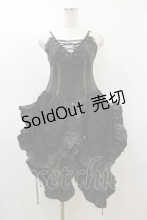 画像: Qutie Frash / クモメッシュキャミワンピース  黒×カーキ H-26-03-01-023-QU-OP-KB-ZH