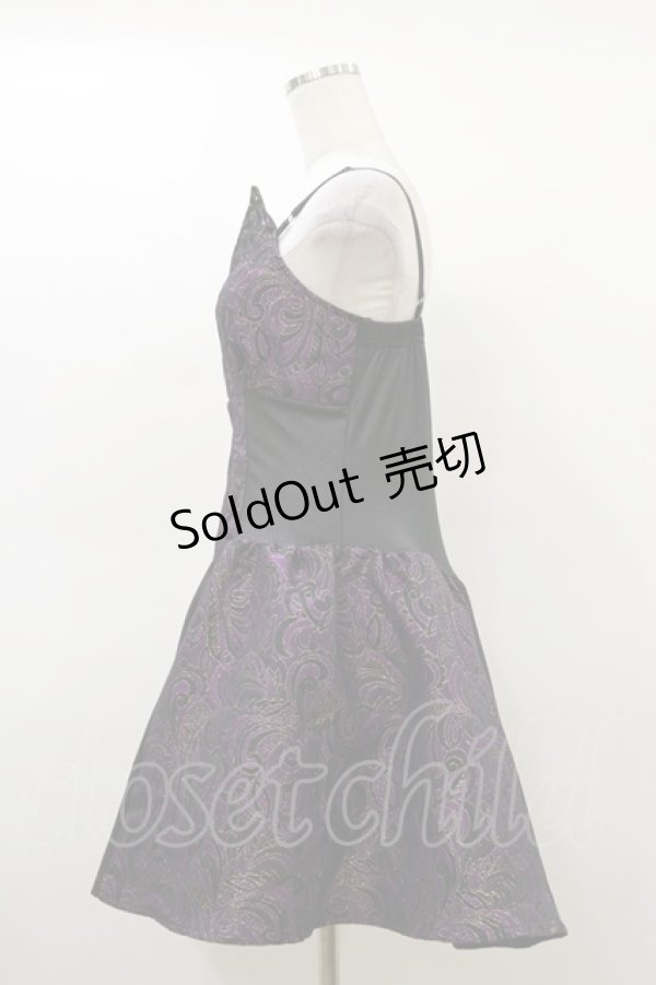 画像3: Qutie Frash / ジャガードサーキュラーワンピース  黒×紫 H-26-03-01-024-QU-OP-KB-ZH (3)