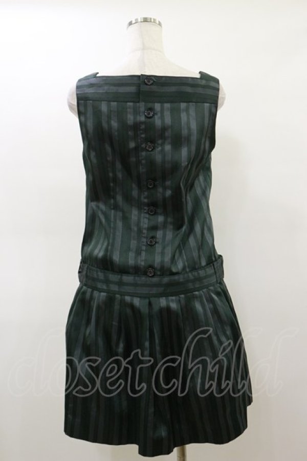 画像2: Jane Marple / レジメンタルストライプローウエストジャンパースカート M グリーン H-26-03-01-025-JM-OP-KB-ZH (2)